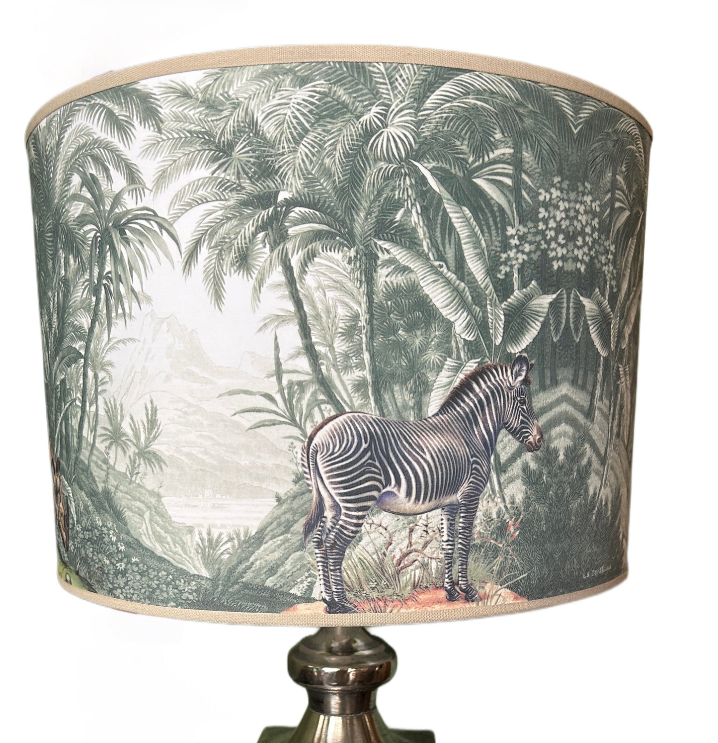 Lampada in acciaio grande con paralume Africa diam 40