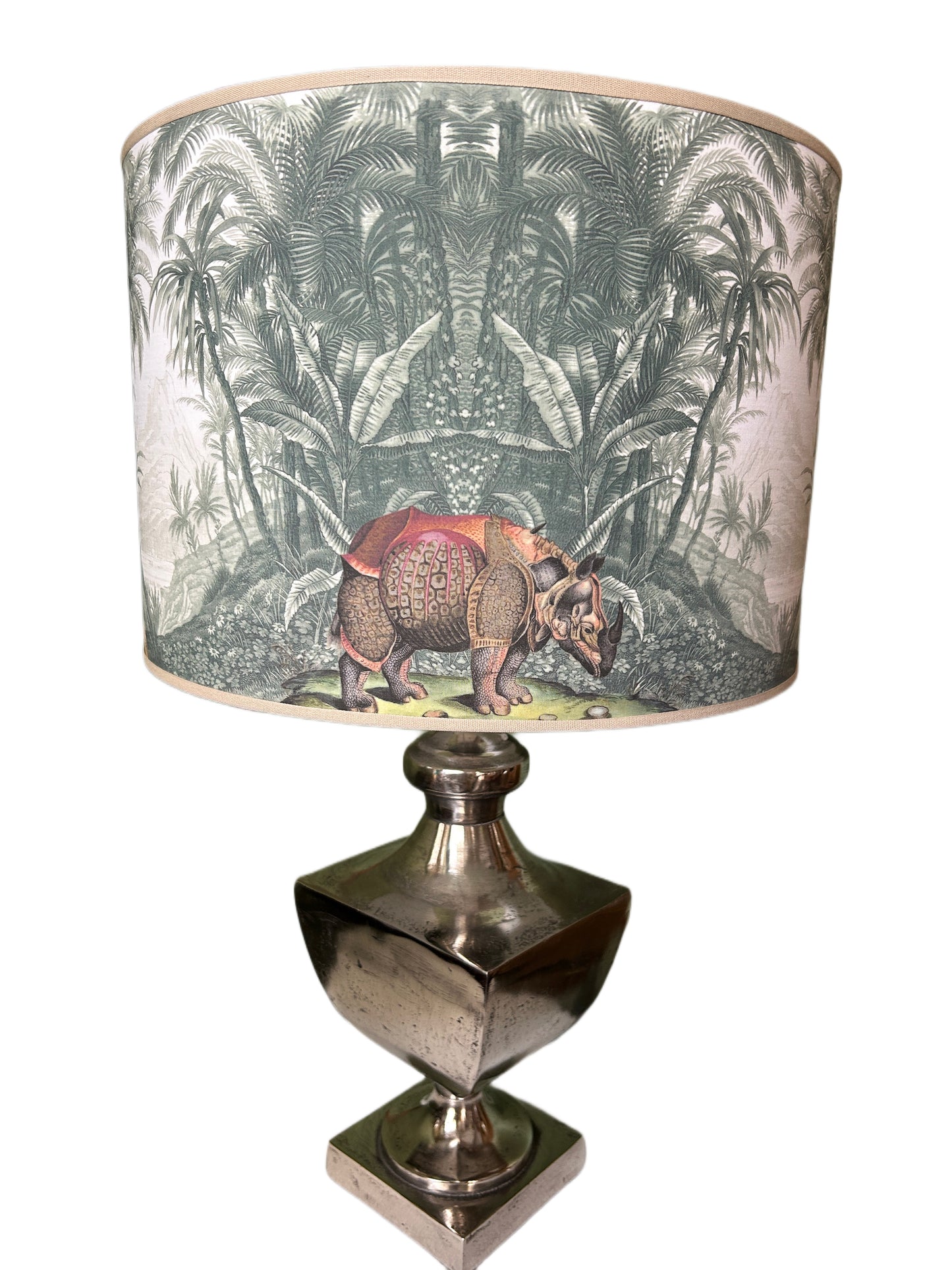 Lampada in acciaio grande con paralume Africa diam 40