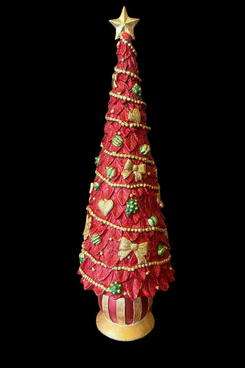 Albero di Natale medio cuori rosso h cm 33