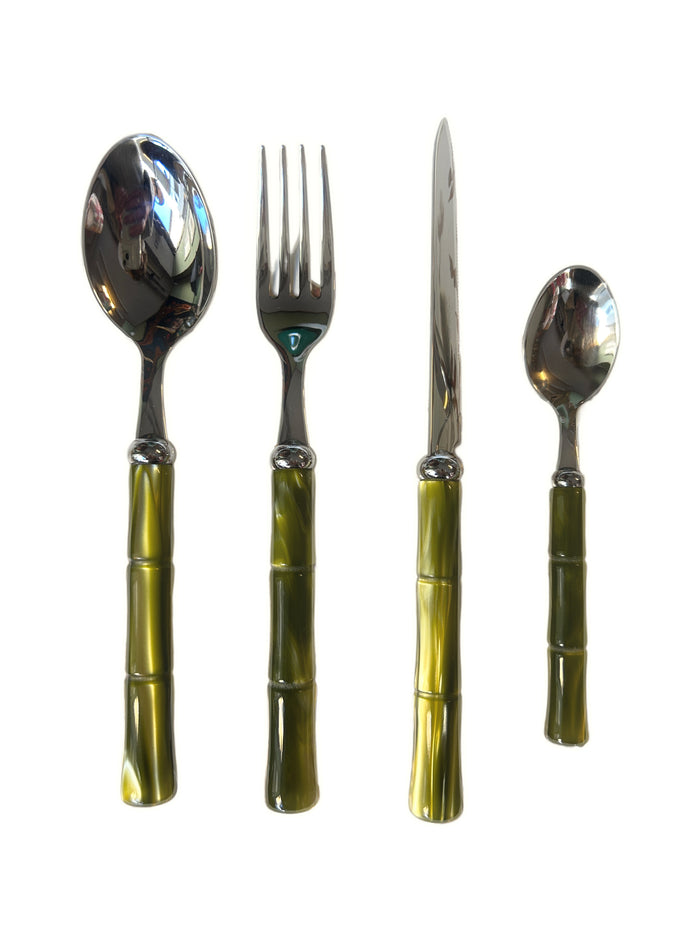 Set 4 posate Bambù verde oliva Rivadossi