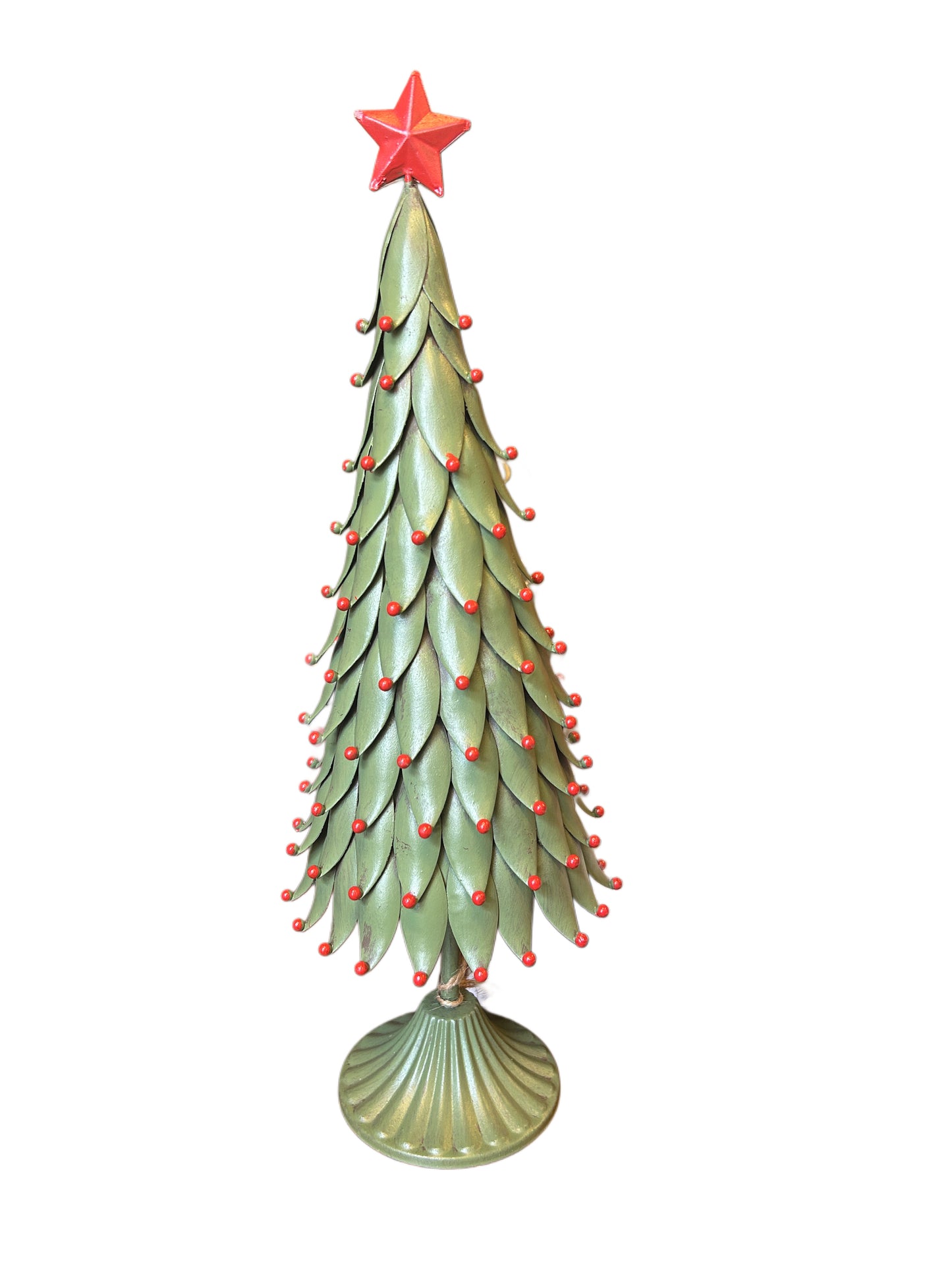 Albero in metallo verde con pallini rossi grande