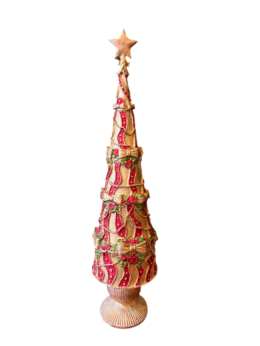 Albero rosso  resina fiocchetti medio