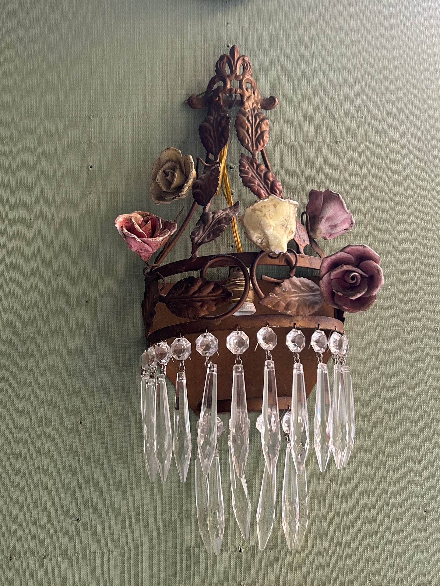 Applique Antiche  rose con gocce , coppia di 2