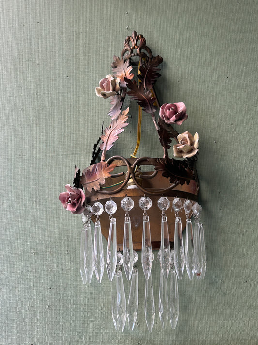 Applique Antiche  rose con gocce , coppia di 2