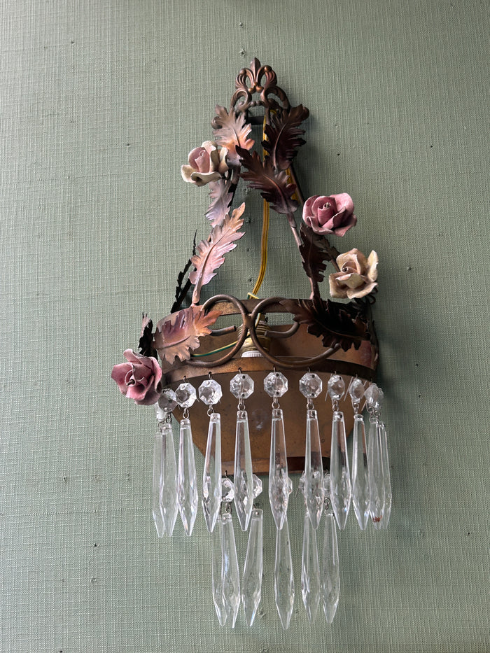 Applique Antiche  rose con gocce , coppia di 2