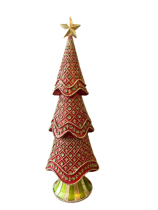 Albero di Natale in resina rosso giglio fiorentino grande