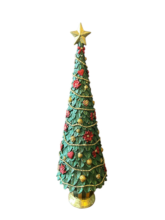 Albero di Natale in resina cuori e fiocchi verde grande