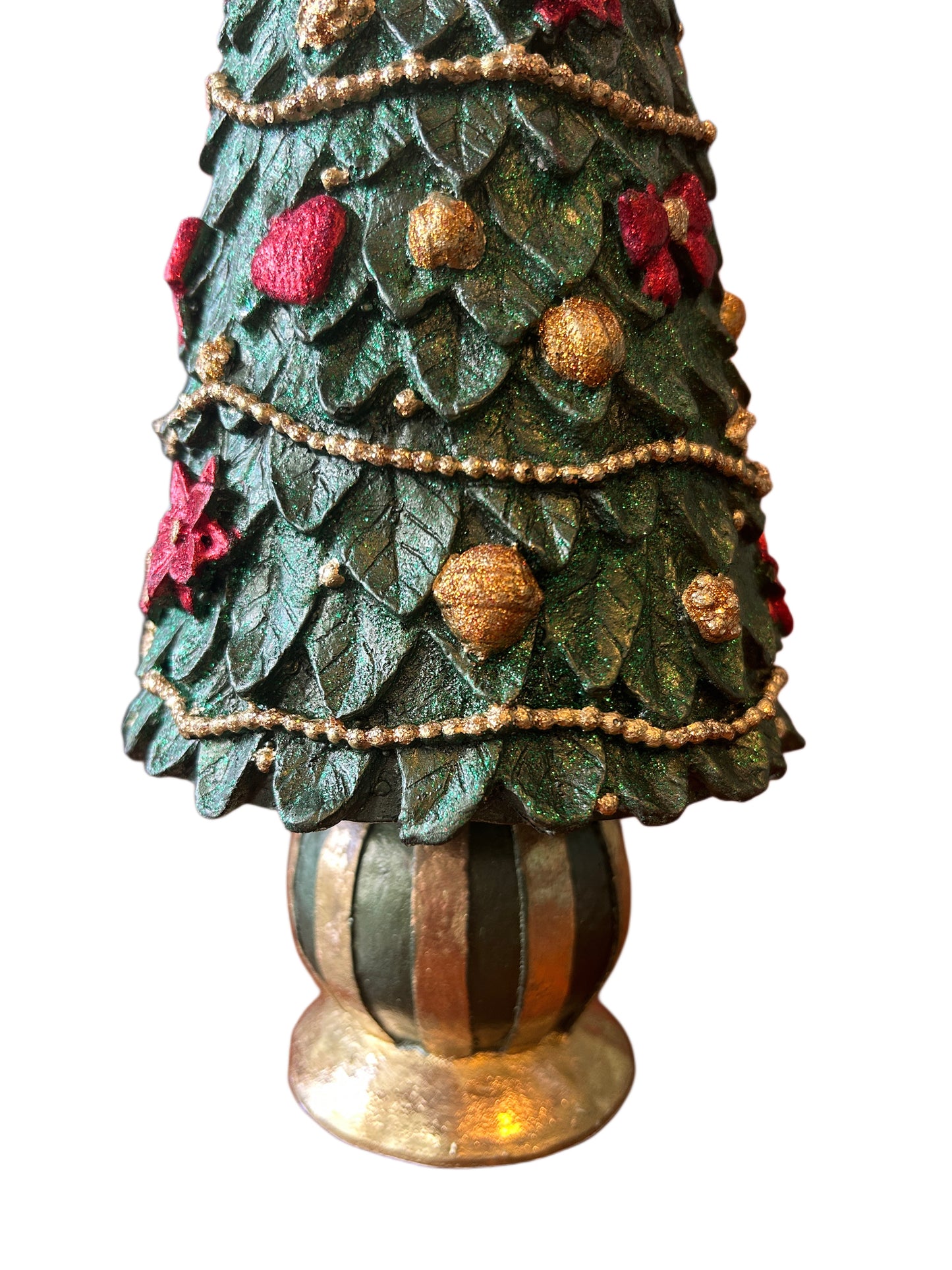 Albero di Natale in resina cuori e fiocchi verde grande