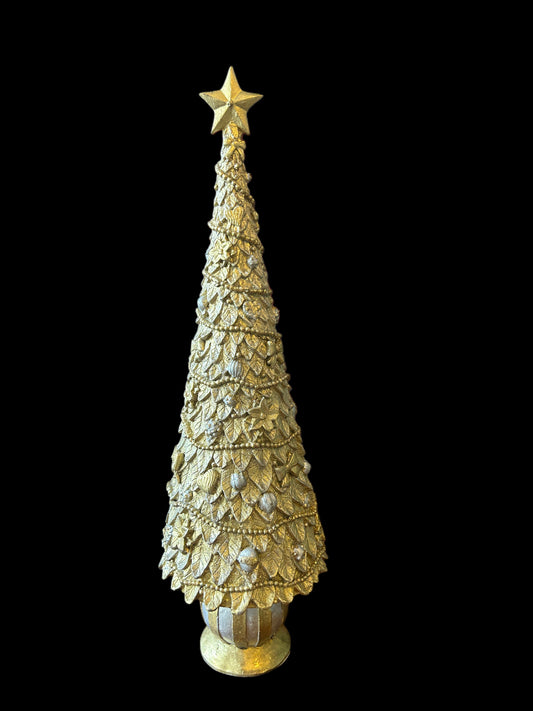 Albero di Natale in resina Oro argento cuori e fiocchi grande