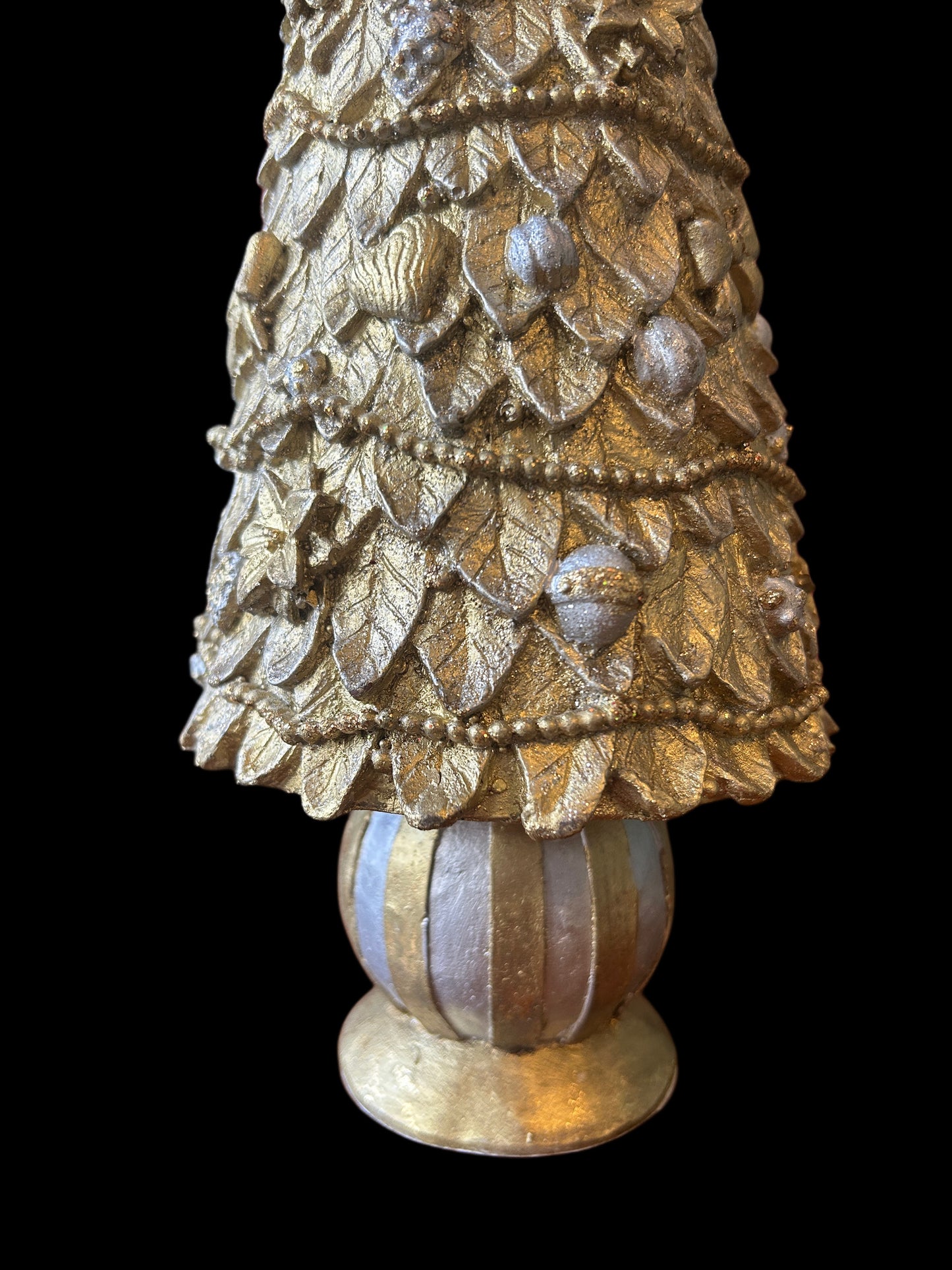 Albero di Natale in resina Oro e argento cuori e fiocchi medio