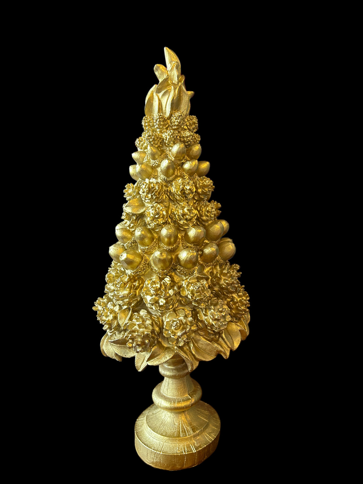 Albero di Natale in resina Oro pigne e ghiande grande