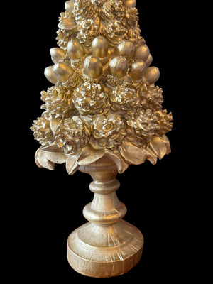 Albero di Natale in resina Oro pigne e ghiande grande