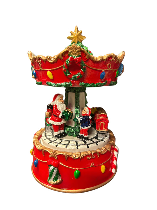 Carillon medio con babbo Natale e trenino