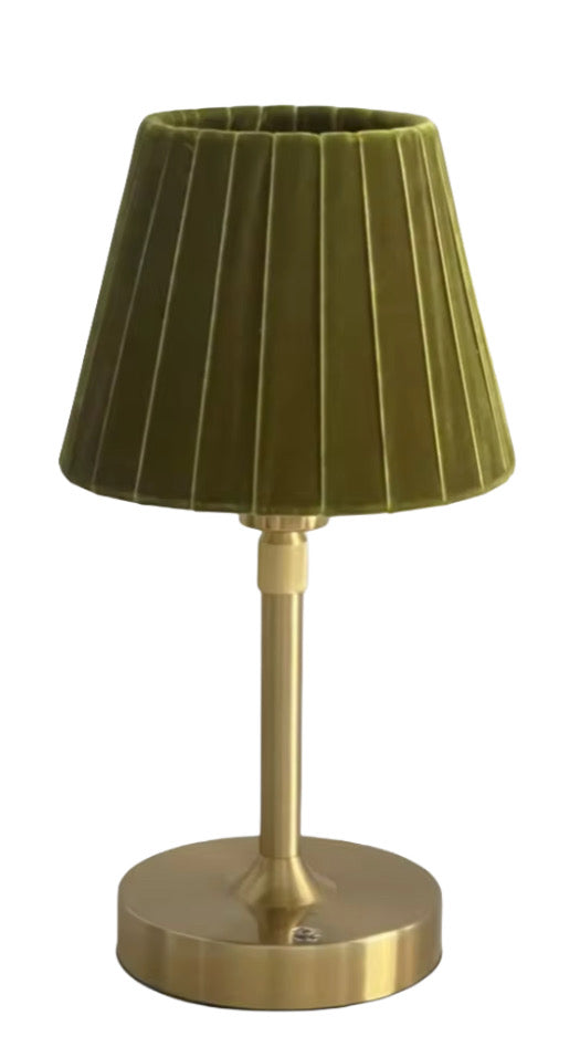 Lampada ricaricabile paralume velluto verde
