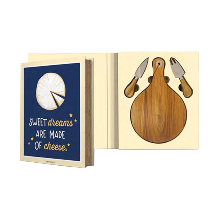Set tagliere e due coltelli formaggio “ Sweet dreams are Made of cheese”
