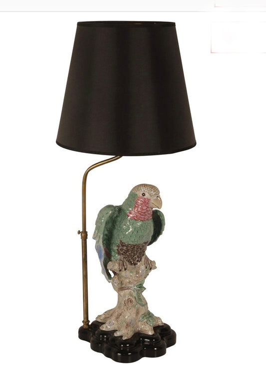 Green and pink parrot lamp