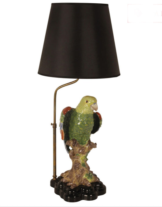 Green and blue parrot lamp