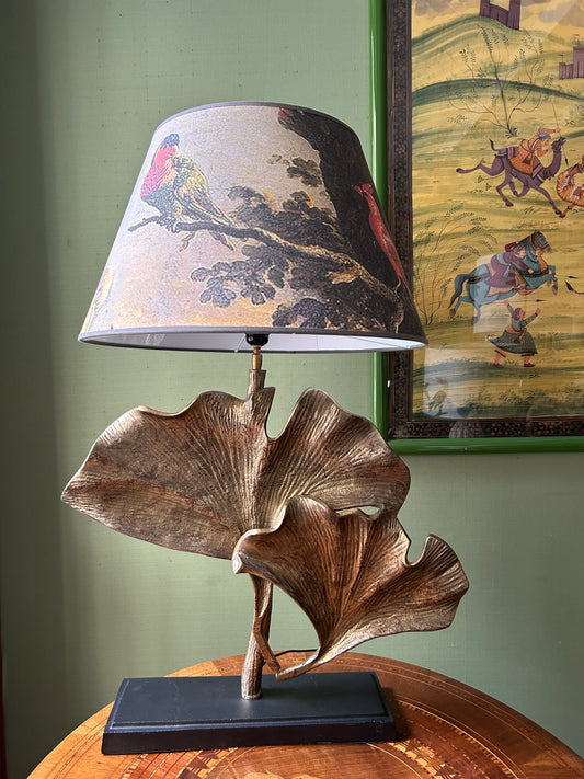 Gingko lamp with bird lampshade