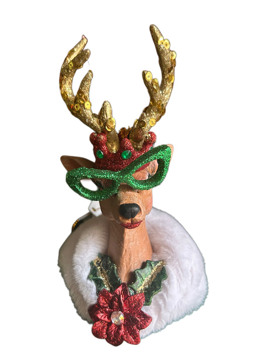 Renna addobbo albero di Natale occhiali verdi