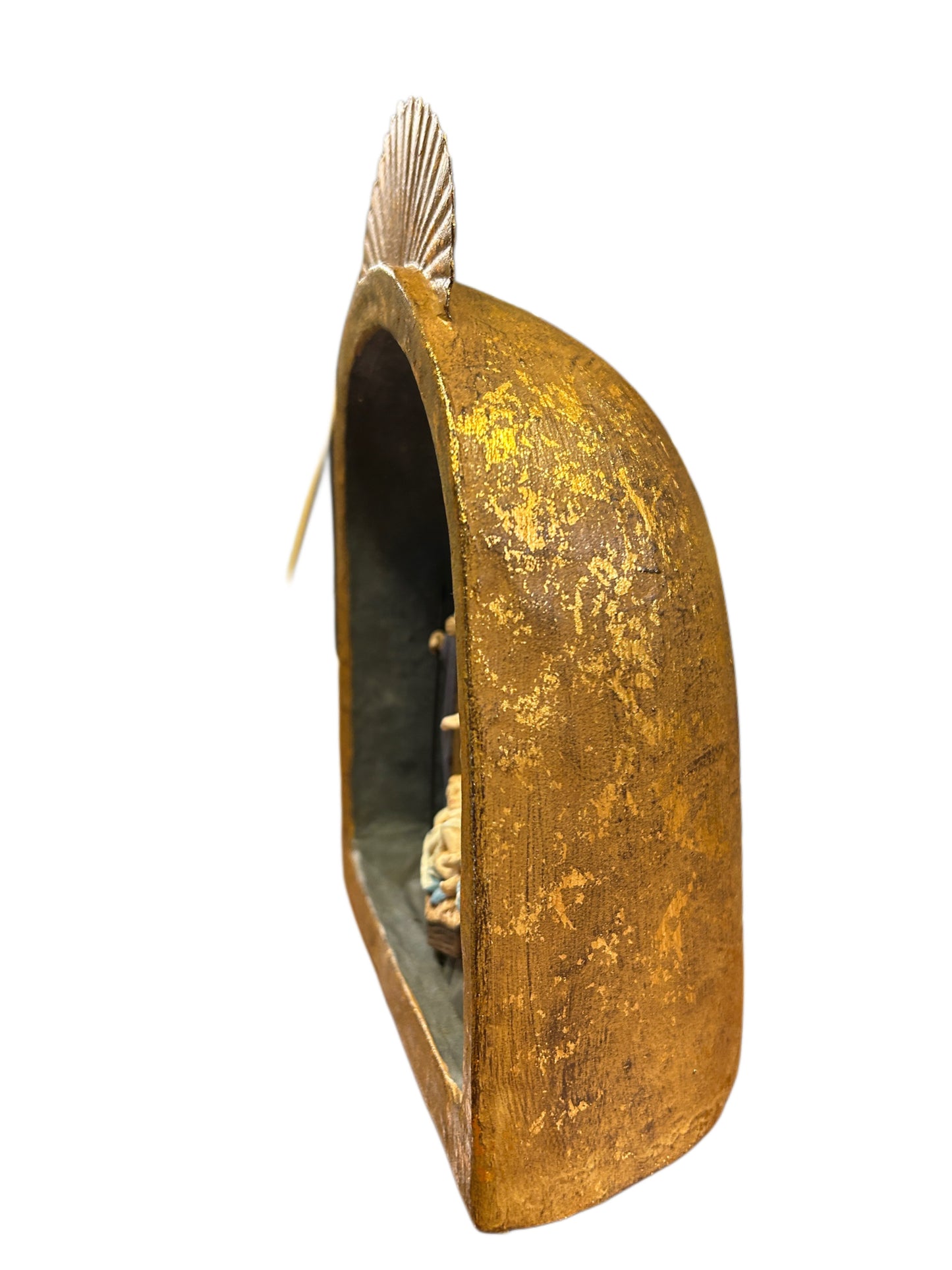 Sacra famiglia  nella teca tonda oro