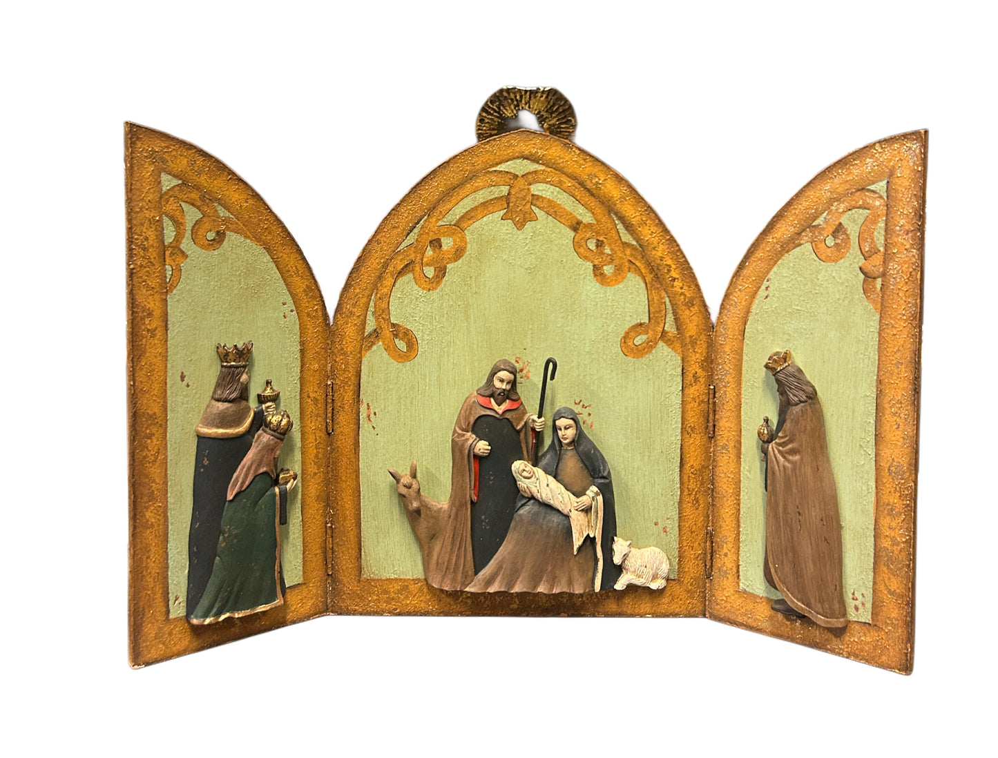 Trittico in legno sacra famiglia e Magi