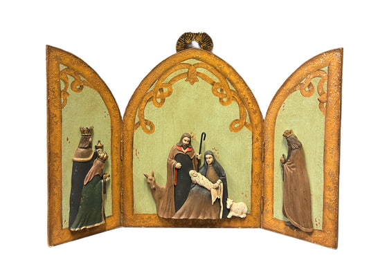Trittico in legno sacra famiglia e Magi