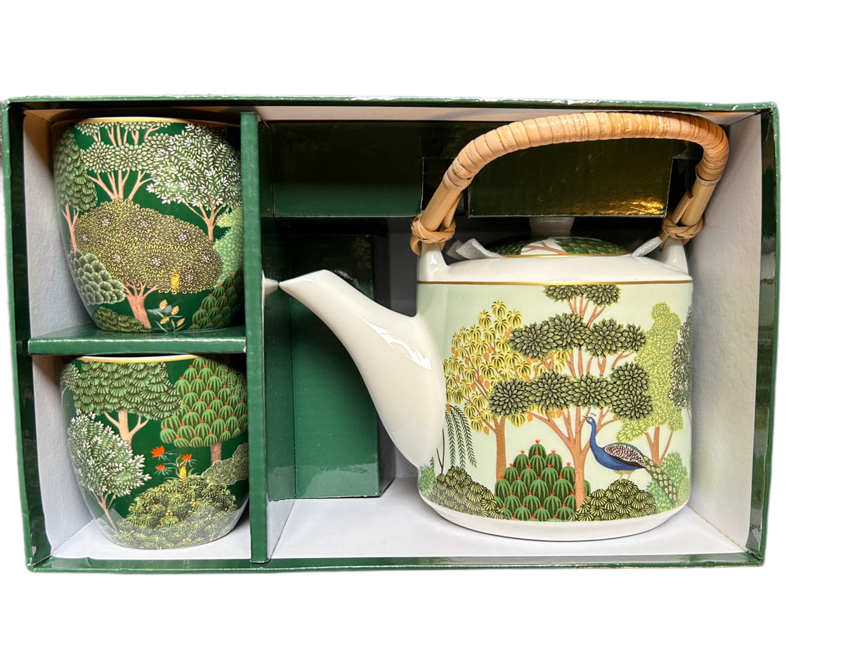Set teiera e due bicchierini e filtro Woodland con scatola regalo Easy Life