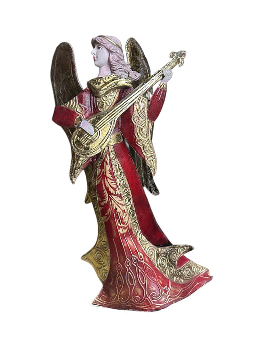 Angelo in metallo decorato con cetra