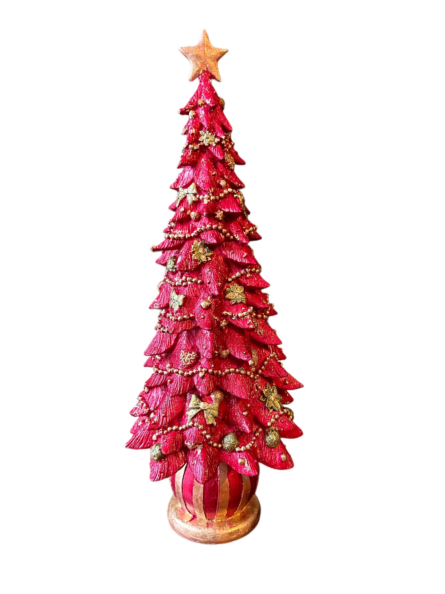 Albero di Natale in resina grande rosso base righe