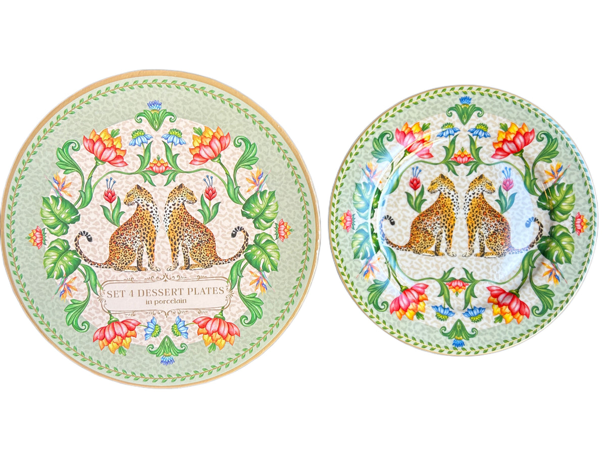 Set 4 piatti dolce Jungle Vibes in scatola regalo