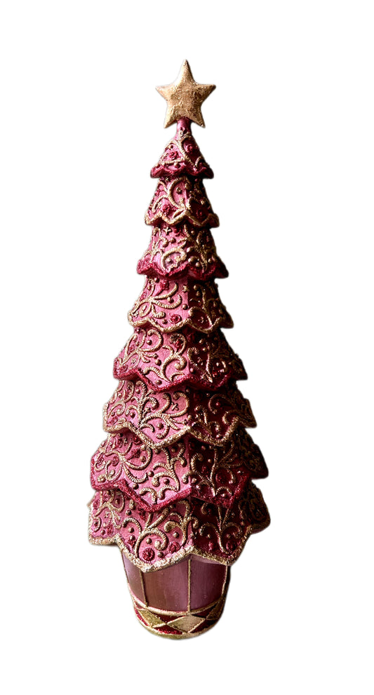 Medium pink potted Christmas tree