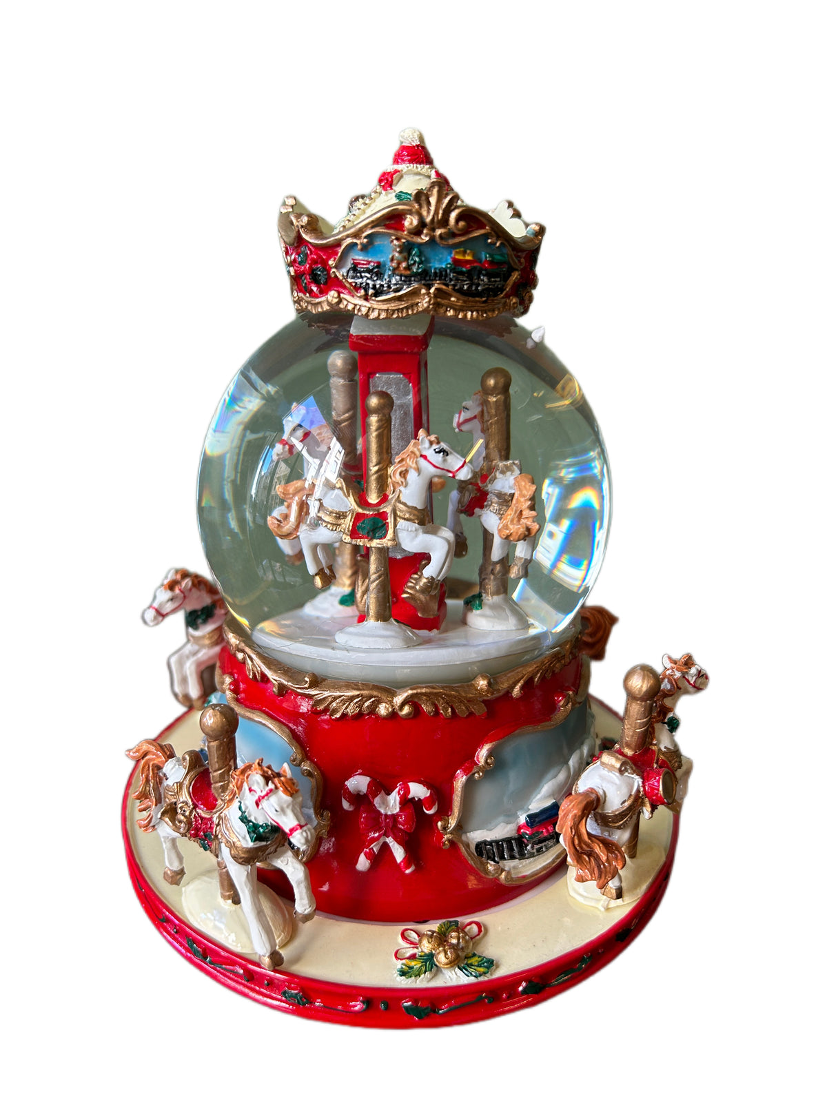 Snowball music box carousel horses