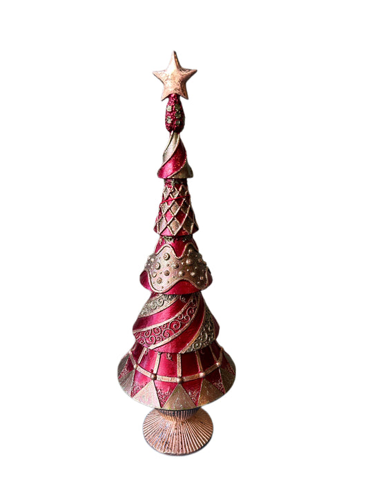 Medium red spiral Christmas tree in resin