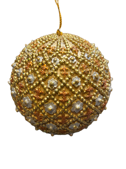Palla decorativa albero di Natale oro rombi
