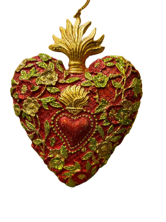 Red Christmas tree decoration heart