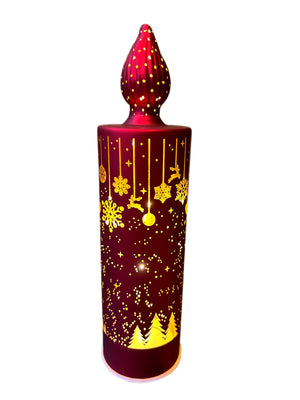 Lume a candela con luce rosso