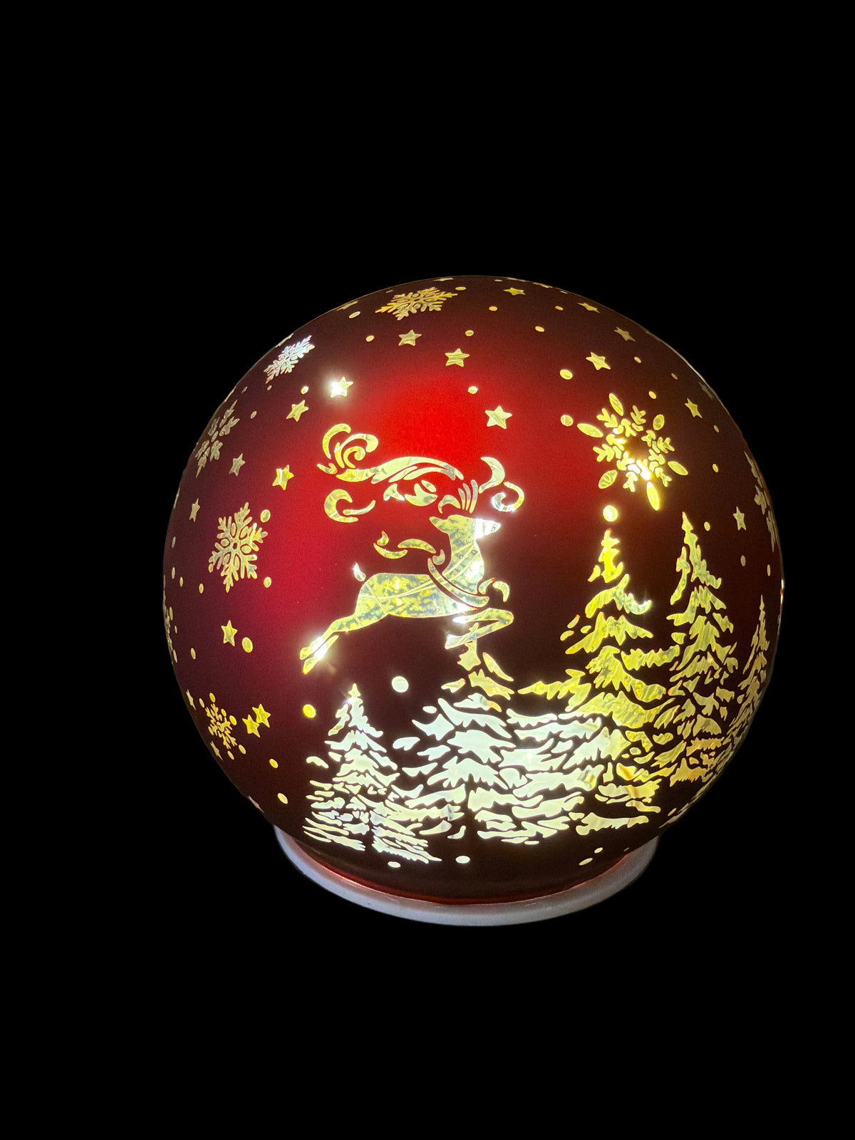 Palla di vetro rossa  illuminabile  a led media cm 12