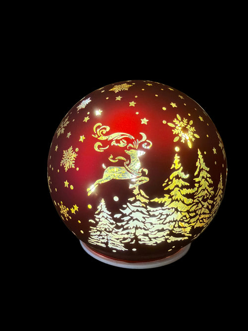 Palla di vetro rossa  illuminabile  a led media cm 12