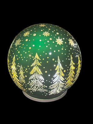 Palla di vetro illuminabile led  che gira verde grande cm 15
