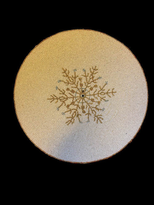 Sottopiatto in perline con disegno corallo oro cm 35