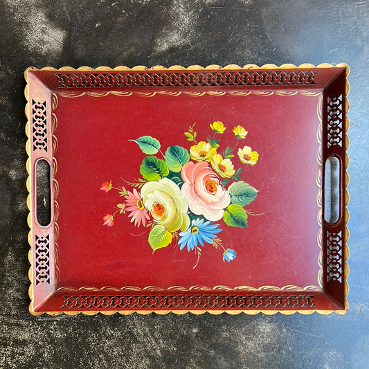 Promo hand-decorated French metal tray from the 1900s