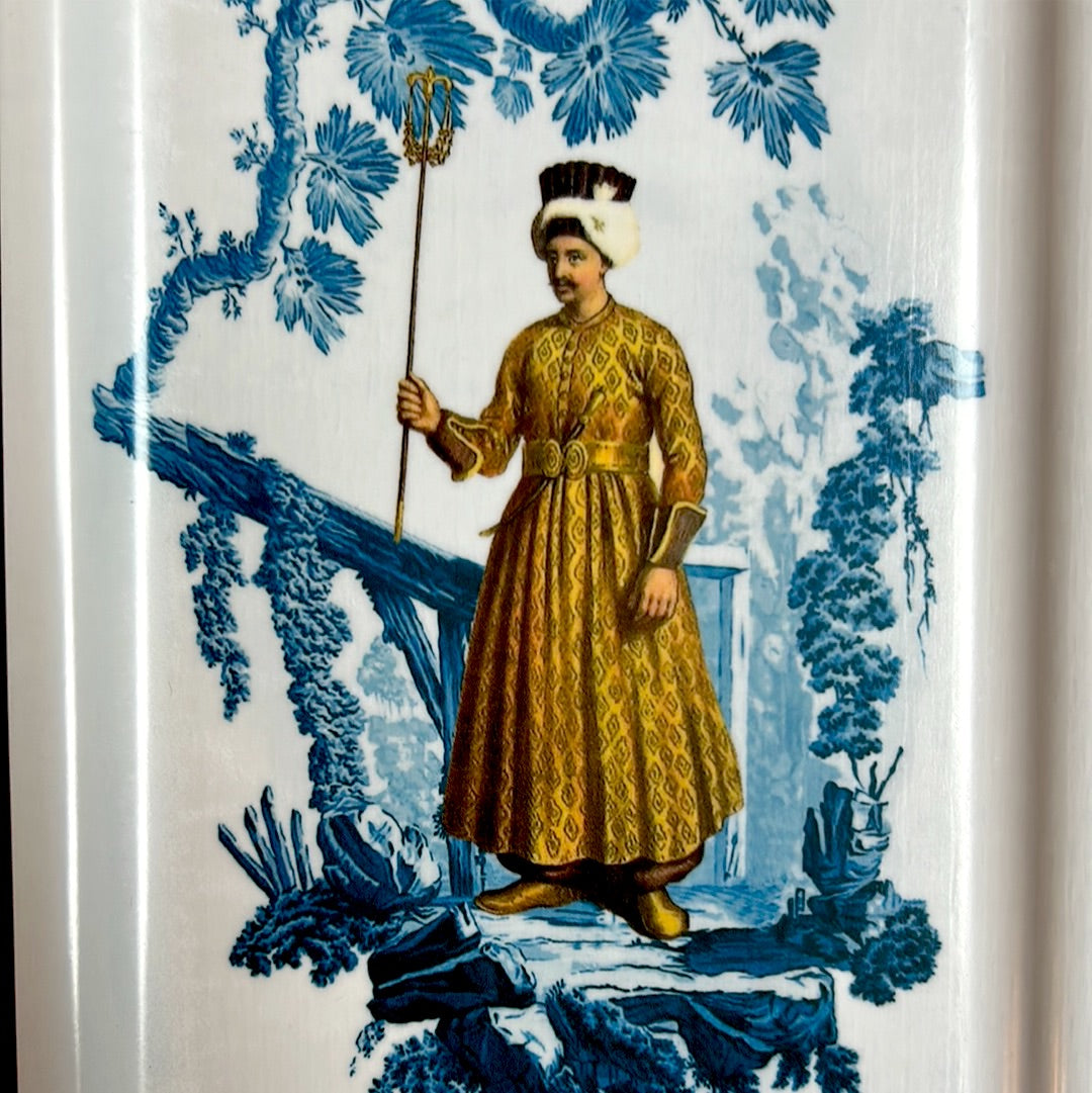 Vassoio in legno azzurro uomo Les Ottomans
