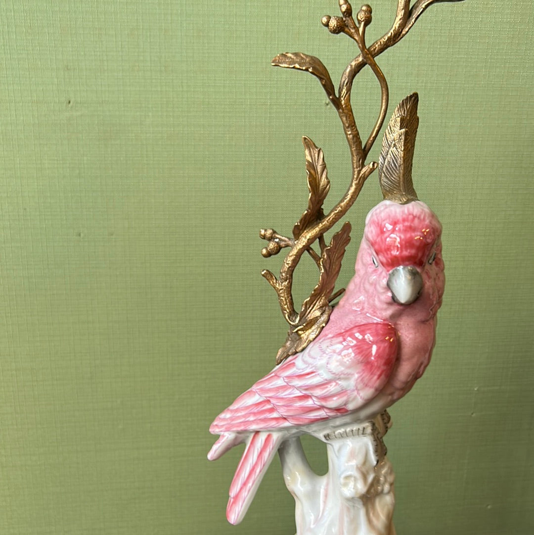 Coppia  candelieri pappagalli rosa