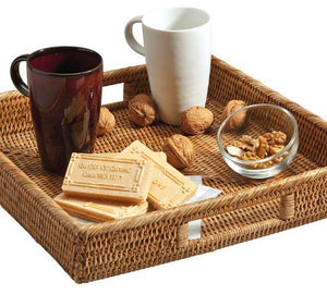 Vassoio in rattan quadrato