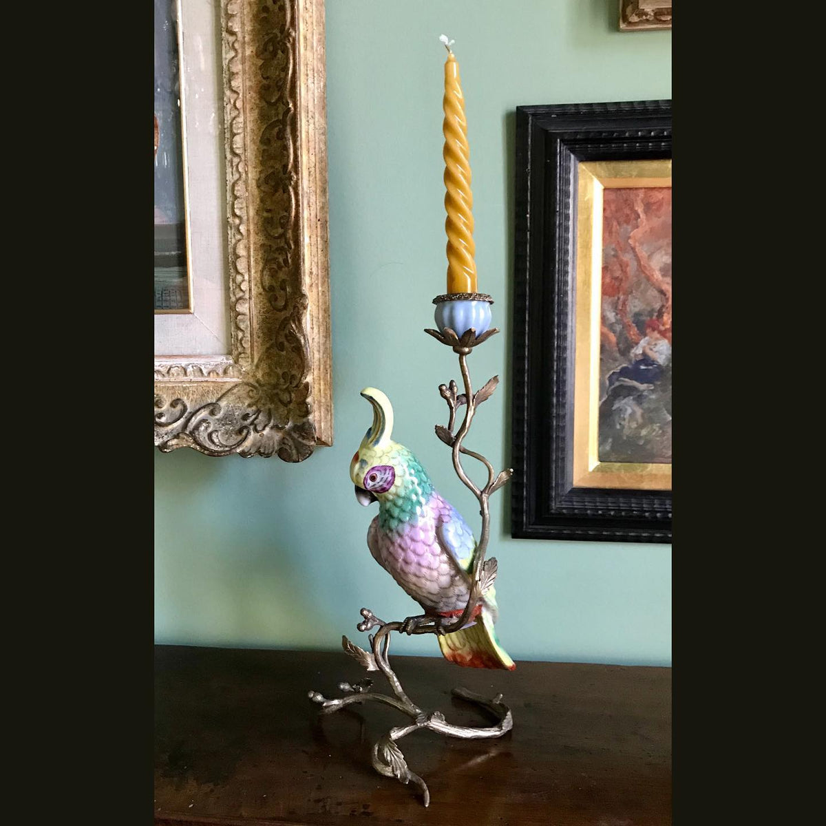 Bougeoir perroquet en céramique