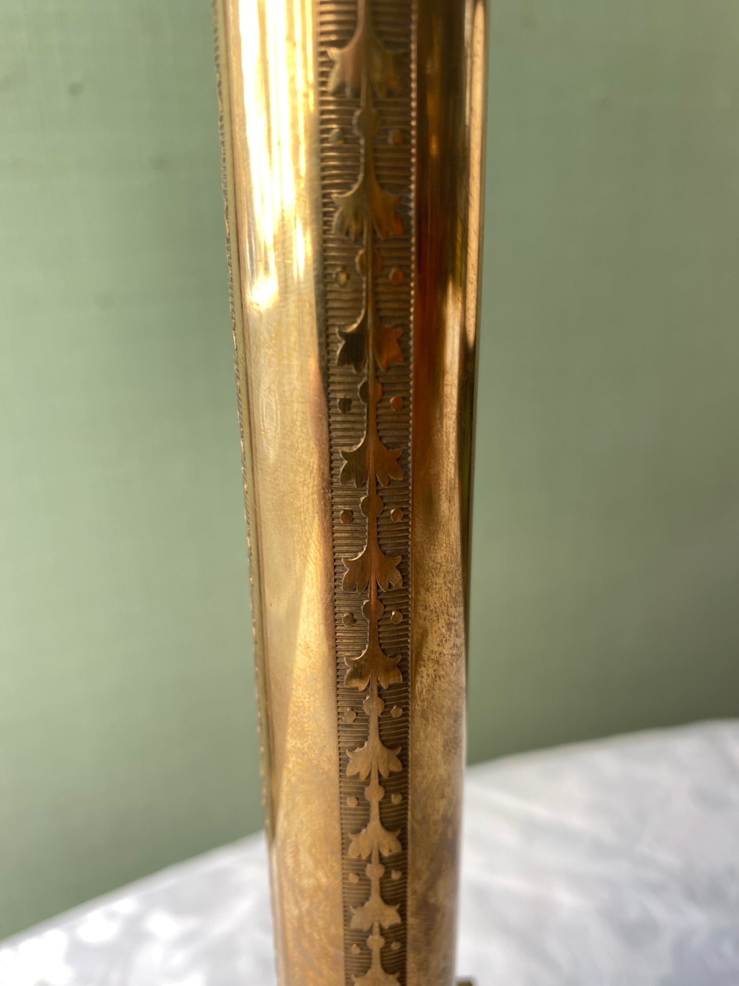 Antique brass lamp with India fan 35 cm