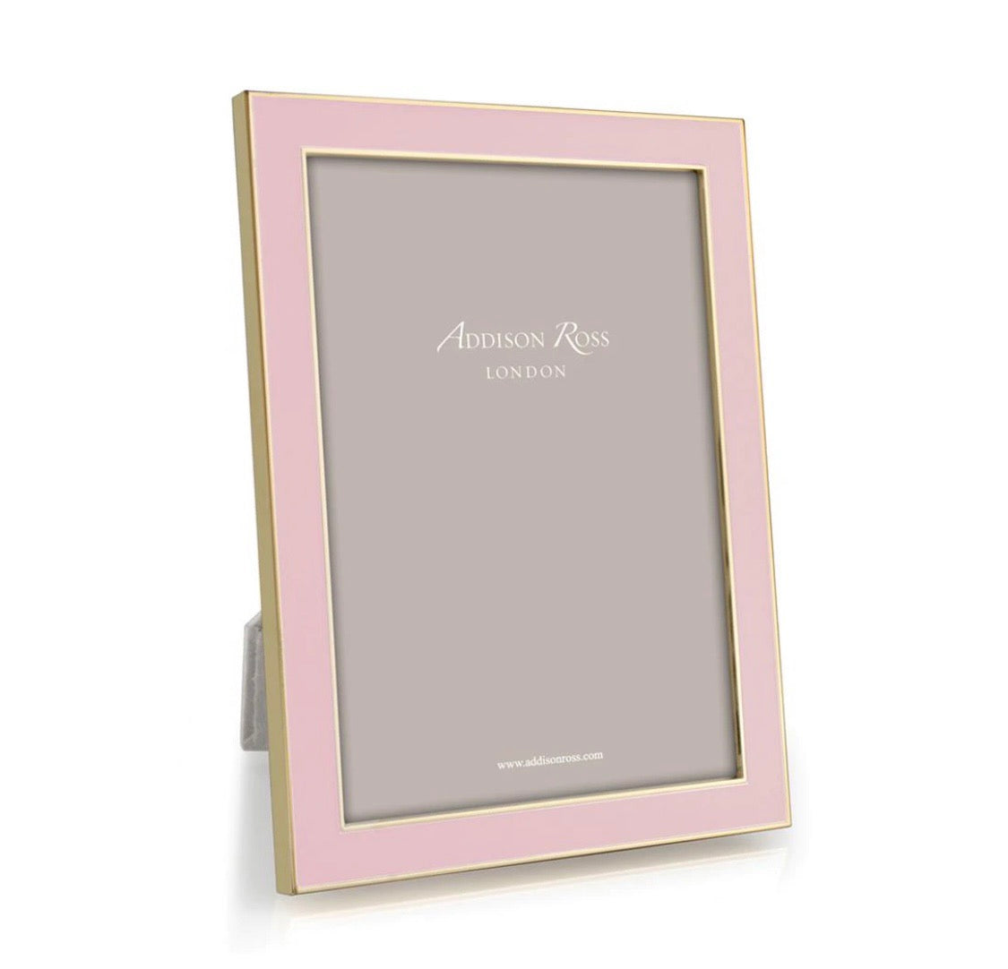 Portafoto rosa smaltato  13 x18 bordo oro