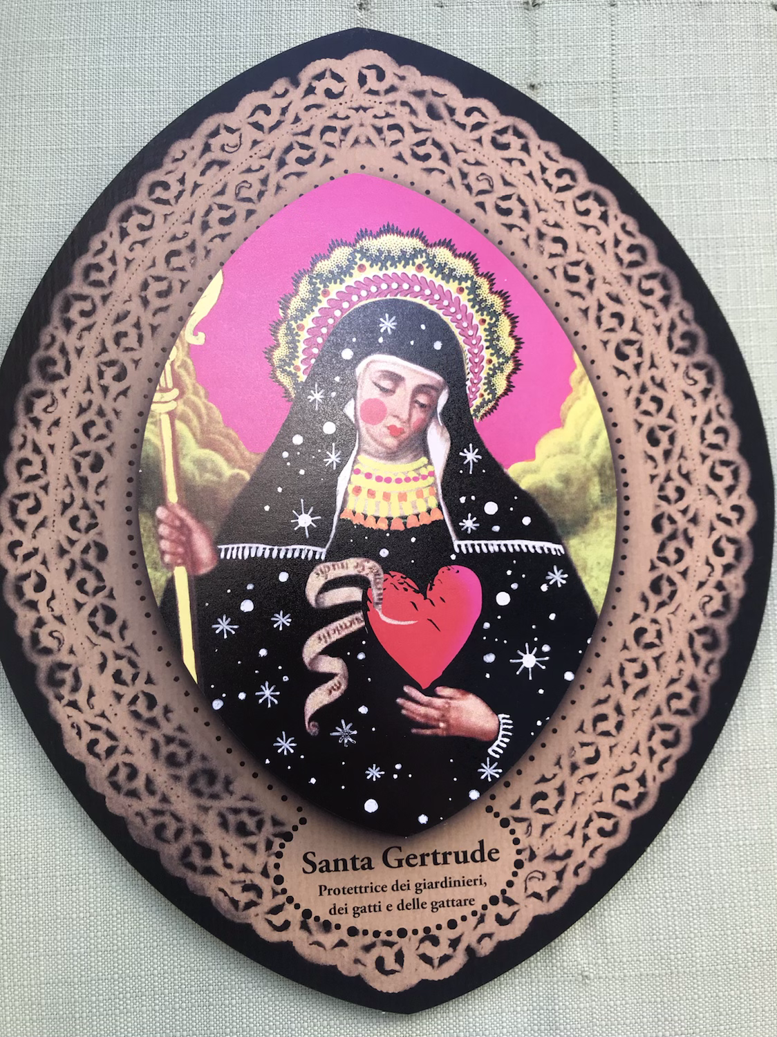 Saint Gertrude, protector of cats, cat ladies and gardeners 21 cm