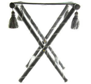 Porte-plateau pliable en velours gris