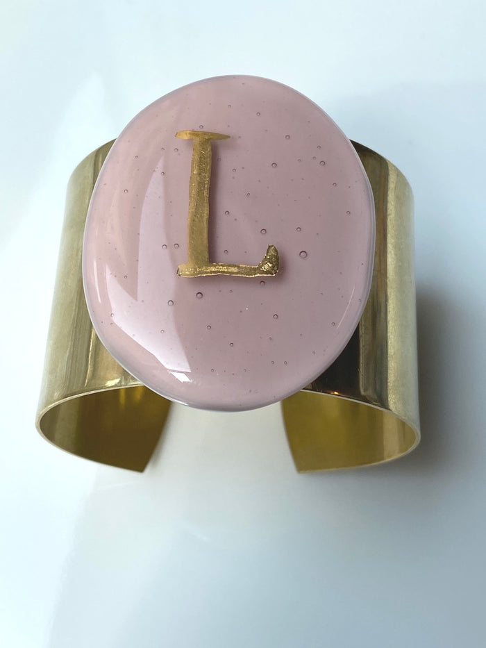 Bracciale realizzato in vetrofuso rosa L Daniela Poletti ordinabile